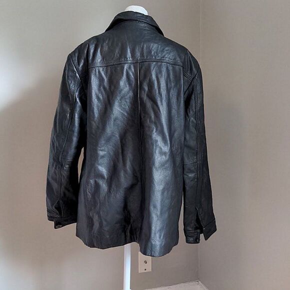 Vintage 1990s Kathy Ireland Motorcycle Jacket Leather Black Zip Front Size Large - Picture 2 of 11